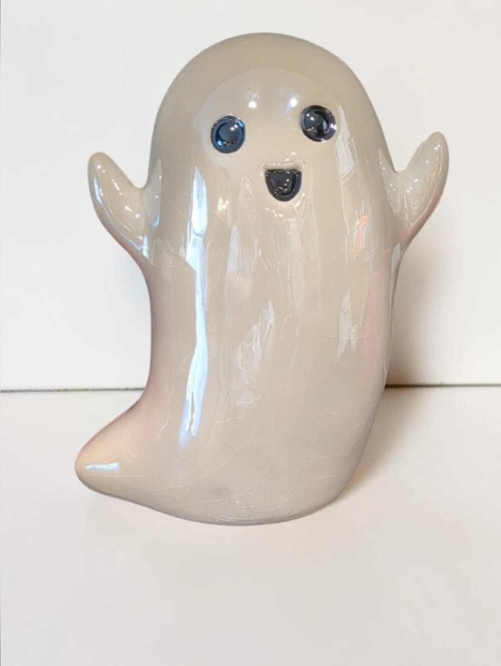 T.J.Maxx Iridescent Cream Ceramic Ghost 9.5 Inch Figure Manufacturing Defects**